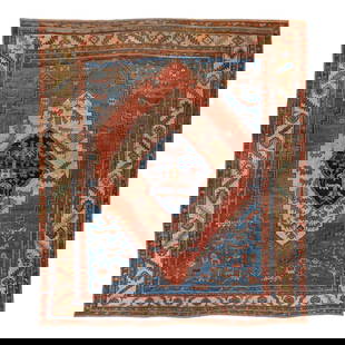 19th Century Blue Bakshaish Persian Handmade Wool Rug Medallion 11'8 x 13'2: 19th Century Blue Bakshaish Persian Handmade Wool Rug Medallion 11'8 x 13'2 Experience the elegance of this late 19th century blue antique Bakshaish Persian handmade wool rug. Featuring a striking med