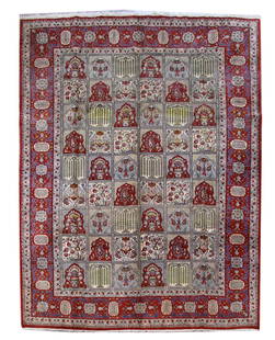 9.11 x 13.1 Handmade Persian Isfahan Rug in Grey Wool: 9.11 x 13.1 Handmade Persian Isfahan Rug in Grey Wool Transform your space with the luxurious 9.11 x 13.1 Persian Najafabad Esfahan Rug, meticulously handcrafted by skilled artisans in Isfahan, Iran.