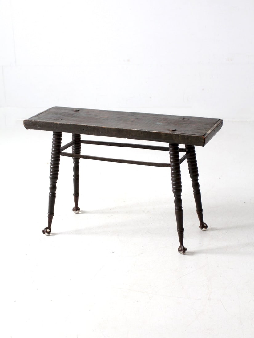 Spanish Colonial Antique Bobbin Turned Bench Table with Claw Feet: Spanish Colonial Antique Bobbin Turned Bench Table with Claw Feet This antique bench table from our Heritage Collection features a unique Spanish Colonial design characterized by elegant bobbin-turned