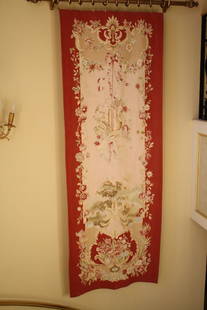 Antique 1900 French Art Nouveau Wool Tapestry Pair Multicolor Flower Theme: Antique 1900 French Art Nouveau Wool Tapestry Pair Multicolor Flower Theme This exquisite pair of French hand-made tapestries, crafted in the Art Nouveau style around 1900, showcases a stunning flower