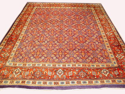 Indigo Semi Antique Persian Sarouk Mahal Herati Rug 9'10 x 12'10 Handcrafted Iran: Indigo Semi Antique Persian Sarouk Mahal Herati Rug 9'10 x 12'10 Handcrafted Iran Elevate your living space with this exquisite 9' 10" x 12' 10" Indigo Semi Antique Persian Sarouk Mahal Herati Rug. Cr