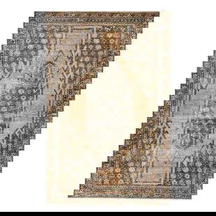 1960s Vintage Persian Handmade Wool Rug 3'11 x 6'2 Beige Tribal Design: 1960s Vintage Persian Handmade Wool Rug 3'11 x 6'2 Beige Tribal Design Beautiful vintage Persian distressed hand-knotted wool rug with a beige color field. This piece has brown and blue accents in an