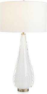 John-Richard Art Nouveau White Glass Table Lamp Brass Base 35H: John-Richard Art Nouveau White Glass Table Lamp Brass Base 35H Illuminate your space with this elegant Traditional White Glass Table Lamp featuring a sturdy brass base. Designed in an Art Nouveau styl