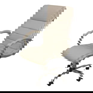 Mid Century Modern Chrome Desk Chair Faux Leather White 25x23x44.5: Mid Century Modern Chrome Desk Chair Faux Leather White 25x23x44.5 This Mid Century Design Chrome Office Desk Chair features a sleek modern aesthetic with quality construction. The chair is upholstere