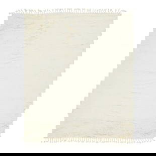 Contemporary Ivory Wool Moroccan Style Hand-Knotted Rug 8'6 x 10'2: Contemporary Ivory Wool Moroccan Style Hand-Knotted Rug 8'6 x 10'2 Transform your living space with this stunning contemporary Moroccan-style hand-knotted wool rug. Featuring a plush, solid ivory desi