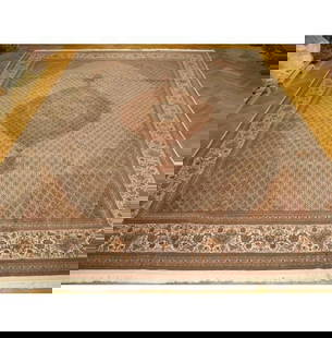 Persian Tabriz Wool Silk Rug 11.6 x 16.6 ft 400 KPSI Handwoven Iran: Persian Tabriz Wool Silk Rug 11.6 x 16.6 ft 400 KPSI Handwoven Iran Indulge in luxury with this exquisite Persian Tabriz Wool Silk Rug, handwoven in the historic city of Tabriz, Iran. Measuring 11.6 x