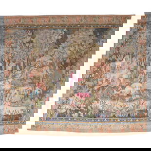19th Century Handcrafted Belgian Tapestry Vienna Secession Zabihi Collection: 19th Century Handcrafted Belgian Tapestry Vienna Secession Zabihi Collection Explore the exquisite beauty of this 19th Century Belgian Tapestry from the Zabihi Collection. This hand-crafted piece show