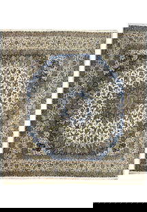 Exquisite 16' x 16' Ivory Persian Nain Hand-Knotted Area Rug: Exquisite 16' x 16' Ivory Persian Nain Hand-Knotted Area Rug Enhance your living space with the timeless elegance of this handcrafted 16' x 16' square Ivory Persian Nain rug. Artfully woven by skilled