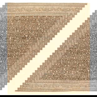 Rare Early 20th Century Hand-Woven Persian Tabriz Rug 13' x 14'4: Rare Early 20th Century Hand-Woven Persian Tabriz Rug 13' x 14'4 This large square Persian Tabriz rug, measuring 13' x 14'4" (396.24 cm x 436.88 cm), is a stunning example of early 20th-century crafts