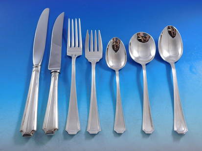 Gorham Fairfax Sterling Silver Flatware Set 12 Service 98 Pieces Art Deco: Gorham Fairfax Sterling Silver Flatware Set 12 Service 98 Pieces Art Deco This Fairfax by Gorham Sterling Silver Flatware Set is a monumental collection designed for 12 service with a total of 98 piec