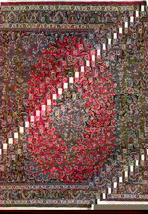 Luxurious 9.9' x 13' Red Semi Antique Persian Kashan Rug: Luxurious 9.9' x 13' Red Semi Antique Persian Kashan Rug Enhance your living space with this stunning 9.9' x 13' Red Semi Antique Persian Kashan Rug, handcrafted by skilled Persian artisans. This exqu