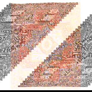 Colorful Antique Persian Heriz Rug Early 20th Century Wool Hand-Knotted 100 x 129 in: Colorful Antique Persian Heriz Rug Early 20th Century Wool Hand-Knotted 100 x 129 in Discover a stunning antique Persian Heriz rug from the early 20th century, expertly hand-knotted from premium wool.