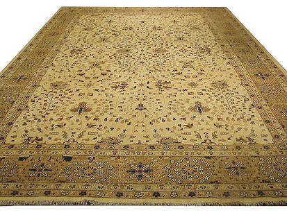 Elegant 8.8 x 12.6 Beige Chobi Peshawar Hand-Knotted Rug: Elegant 8.8 x 12.6 Beige Chobi Peshawar Hand-Knotted Rug The 8.8 x 12.6 Beige Chobi Peshawar Rug is an exquisite example of traditional craftsmanship, handwoven by skilled artisans in the Peshawar