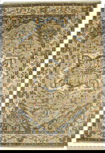 Rare Handspun Wool Heriz Serapi Rug 6'2 x 9'1 Eco-Friendly Tribal Design: Rare Handspun Wool Heriz Serapi Rug 6'2 x 9'1 Eco-Friendly Tribal Design Enhance your space with this rare handspun wool Heriz Serapi Oriental rug, a stunning addition to any farmhouse decor.