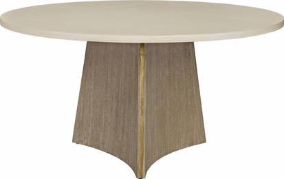 Elegant Oak Dining Table with Linen-Topped Finish