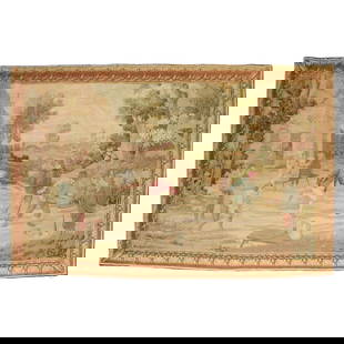 Early 19th Century French Wool Tapestry 131 x 84 in: Early 19th Century French Wool Tapestry 131 x 84 in This exquisite early 19th Century large French tapestry showcases the rich traditions of Flemish craftsmanship. Measuring 131 in (332.74 cm) in heig