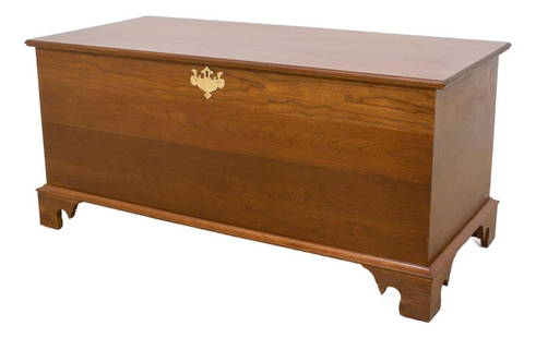 Cherry Country Chippendale Blanket Chest with Brass Hardware: Cherry Country Chippendale Blanket Chest with Brass Hardware This stunning Cherry Country Chippendale Style Blanket Chest showcases quality construction and timeless elegance. Crafted from solid cherr