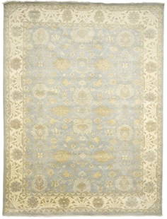 Hand-Knotted Oushak 10'6 x 14'0 Floral Wool Area Rug: Hand-Knotted Oushak 10'6 x 14'0 Floral Wool Area Rug Transform your space with this exquisite hand-knotted Oushak area rug, measuring 10'6" x 14'0". Featuring a beautiful floral pattern in muted tones