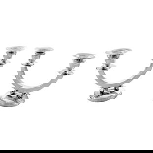 Mid-Century Modern Sterling Silver Candelabras - Set of 2: Mid-Century Modern Sterling Silver Candelabras - Set of 2 This exquisite pair of mid-century candelabras showcases the elegance of Danish design. Crafted from sterling silver, each two-branch candelab