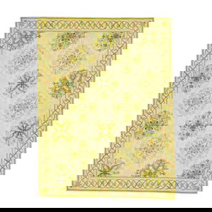 Modern Needlepoint Wool Rug 8'11" x 11'10" Ivory Floral Design: Modern Needlepoint Wool Rug 8'11" x 11'10" Ivory Floral Design Enhance your living space with this stunning modern Needlepoint flat-weave wool rug. Featuring a soft beige color field adorned with vibr