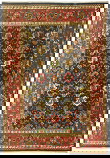 Handmade Mahal Rug 10' x 14' Dark Blue Wool Area Rug: Handmade Mahal Rug 10' x 14' Dark Blue Wool Area Rug Introducing our captivating 10' x 14' New Handmade Mahal Rug in Dark Blue, a fusion of tradition and contemporary elegance. Handcrafted with precis
