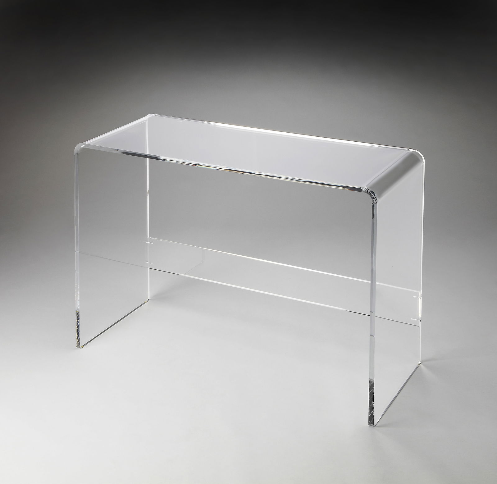 Butler Acrylic Console Table Modern Rectangular Design Clear Finish: Butler Acrylic Console Table Modern Rectangular Design Clear Finish Elevate your modern living space with this stylish acrylic console table. Its sleek design features a clear finish and a combination