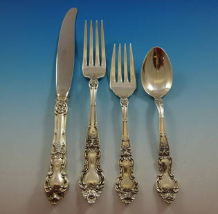 Wallace Meadow Rose Sterling Silver Flatware Set 25 Pieces: Wallace Meadow Rose Sterling Silver Flatware Set 25 Pieces Enhance your dining experience with the Meadow Rose by Wallace Sterling Silver Flatware Set. This heirloom-quality set features a beautiful f
