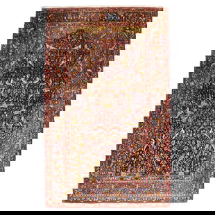 Antique Botanical Persian Wool Pictorial Rug 66 x 98 Iran Circa 1920: Antique Botanical Persian Wool Pictorial Rug 66 x 98 Iran Circa 1920 This exquisite Botanical Persian Pictorial Rug showcases the intricate craftsmanship of early 20th-century Persian art.