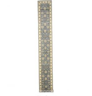 Handmade Floral Wool Runner Rug 2'7 x 18'8 ft Agra Jaipur Modern Design: Handmade Floral Wool Runner Rug 2'7 x 18'8 ft Agra Jaipur Modern Design Enhance your space with this exquisite handmade Agra Jaipur runner rug featuring a beautiful floral pattern. Measuring 2'7 x