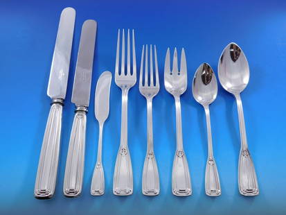 Tiffany & Co. Saint Dunstan Sterling Silver Flatware Set 66 pcs with Storage Chest: Tiffany & Co. Saint Dunstan Sterling Silver Flatware Set 66 pcs with Storage Chest Enhance your dining experience with this exquisite 66-piece sterling silver flatware set from Tiffany & Co.,