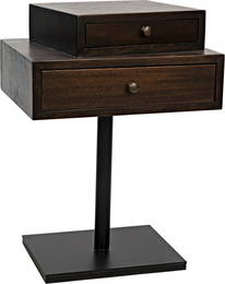 Noir Enola Industrial Walnut Side Table with Drawers