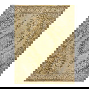 1960s Persian Tabriz Handmade Ivory Wool Rug 9'10 x 12'7 Medallion Design: 1960s Persian Tabriz Handmade Ivory Wool Rug 9'10 x 12'7 Medallion Design This exquisite antique Persian Tabriz rug showcases a hand-knotted construction, featuring a serene ivory field adorned with i