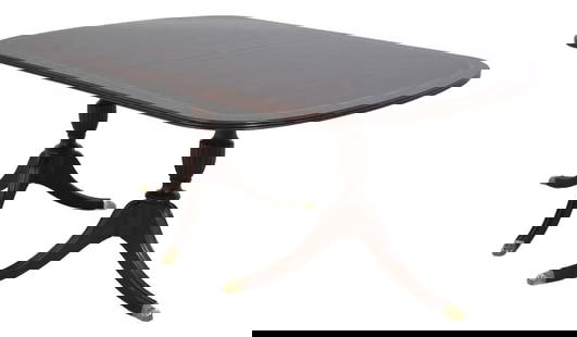 Henkel Harris Model 2207 Mahogany Dining Table with 2 Leaves: Henkel Harris Model 2207 Mahogany Dining Table with 2 Leaves Discover the elegance of this Henkel Harris Model 2207 Banded Mahogany Dining Room Table, crafted around 1996. This exquisite piece feature