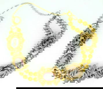 Victorian XL Gold Slide Bracelet with Natural Stone Cameos 14k Gold: Victorian XL Gold Slide Bracelet with Natural Stone Cameos 14k Gold This exquisite Genuine Natural Stone Cameo Victorian XL Gold Slide Bracelet showcases the elegance of the Victorian era. Crafted wit