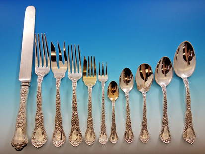 Gorham Meadow Sterling Silver Flatware Set for 12 176 Pieces Art Nouveau: Gorham Meadow Sterling Silver Flatware Set for 12 176 Pieces Art Nouveau Experience the elegance of the Meadow by Gorham Sterling Silver Flatware Set, a stunning collection crafted for 12 service. Thi