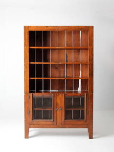 19th Century English Country Farmhouse Cabinet 80.5" Tall: 19th Century English Country Farmhouse Cabinet 80.5" Tall This stunning antique 19th-century farmhouse cabinet from our Heritage Collection showcases a grand primitive design, featuring four open uppe