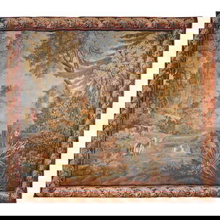 18th Century Aubusson Handwoven Tapestry Louis XVI Garden Scene: 18th Century Aubusson Handwoven Tapestry Louis XVI Garden Scene This stunning 18th Century French handwoven tapestry is a remarkable example of Louis XVI style, crafted in Aubusson, France, around 176