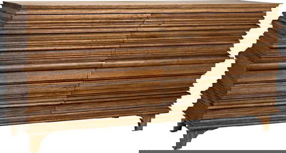 Chest of Drawers in Dark Walnut Finish: Chest of Drawers in Dark Walnut Finish Introducing the Bernard Chest of Drawers, a perfect blend of style and functionality. This English Traditional piece features a rich dark walnut finish and is cr