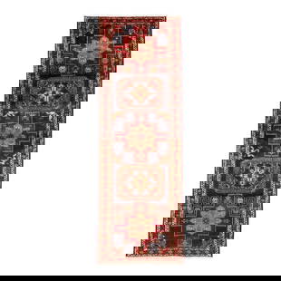 Vintage North West Persian 4'5 x 10' Wool Tribal Runner Rug: Vintage North West Persian 4'5 x 10' Wool Tribal Runner Rug This vintage North West Persian runner rug showcases exquisite craftsmanship with a hand-knotted wool composition. Featuring a vibrant red f