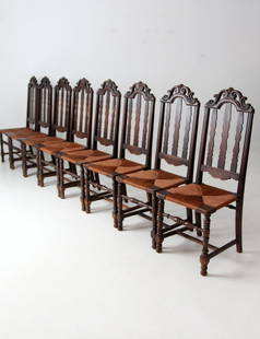 Set of 8 Antique Spanish Renaissance Dining Chairs: Set of 8 Antique Spanish Renaissance Dining Chairs Enhance your dining experience with this exquisite set of eight antique dining chairs from our Heritage Collection. Crafted in the early 20th century