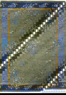Hand-Knotted Art Deco Area Rug 8.11 x 11.7 Green Gold Floral Design: Hand-Knotted Art Deco Area Rug 8.11 x 11.7 Green Gold Floral Design Introducing the exquisite Hand-Knotted Deco Area Rug, a true masterpiece that enhances any home with its timeless elegance and excep