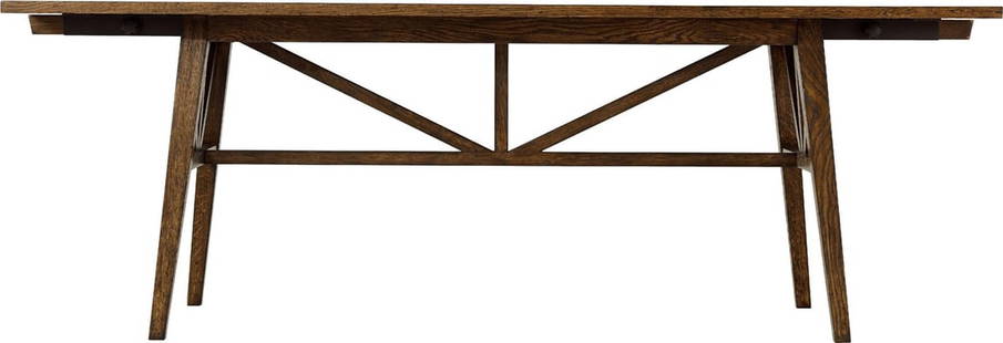 Extending Dining Table in Dusk Finish: Extending Dining Table in Dusk Finish Elevate your dining experience with this Modern Oak Dining Table in a sophisticated Dusk finish. Designed by Theodore Alexander, this rectangular extending dining