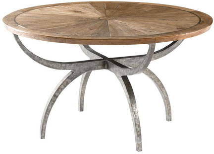 Theodore Alexander Echo Oak Lagan II Circular Dining Table: Theodore Alexander Echo Oak Lagan II Circular Dining Table Introducing the Echo Oak Lagan II Table, a stunning addition to your dining area that embodies casual modern design. Crafted in a vintage