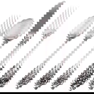 Wallace Grande Baroque Sterling Silver Flatware Set for 36, 180 Pieces: Wallace Grande Baroque Sterling Silver Flatware Set for 36, 180 Pieces Introducing the exquisite Grande Baroque Flatware set, designed for 36 people. This stunning collection, first introduced in