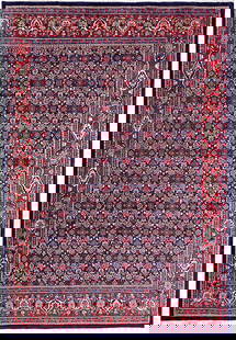Handmade Persian Tabriz Rug 8.9 x 12.5 ft Wool Mahi Herati Iran: Handmade Persian Tabriz Rug 8.9 x 12.5 ft Wool Mahi Herati Iran Discover the exquisite craftsmanship of this handmade Persian Tabriz rug, measuring 8.9 x 12.5 feet. Crafted from high-quality wool,