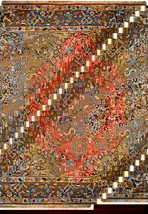 6.6 x 8.6 Handmade Pearl Orange Persian Kashan Rug: 6.6 x 8.6 Handmade Pearl Orange Persian Kashan Rug Elevate your home decor with this exquisite 6.6 x 8.6 Pearl Orange Fine Quality Persian Kashan Rug. Handcrafted by skilled Persian artisans, this