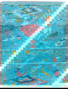 9 x 12 ft Turquoise Handmade Wool Modern Transitional Rug
