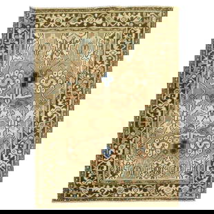 Mid-20th Century Hand-Woven Persian Heriz Rug 45 x 58 Iran: Mid-20th Century Hand-Woven Persian Heriz Rug 45 x 58 Iran Experience the elegance of this Neutral Color Persian Heriz Rug, a mid-20th century piece that adds a touch of sophistication to any space. H