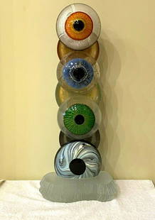 Pino Signoretto Murano Glass Eye Sculpture 27" Tall Abstract Art: Pino Signoretto Murano Glass Eye Sculpture 27" Tall Abstract Art This stunning Italian Murano art glass sculpture by renowned artist Pino Signoretto (1944-2017) showcases a captivating abstract design