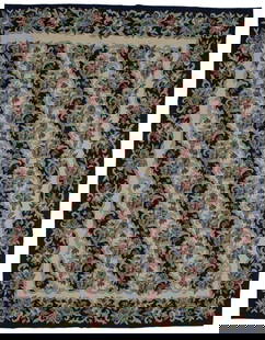 Hand-Hooked Aubusson Floral Wool Area Rug 8' x 10' Modern Design: Hand-Hooked Aubusson Floral Wool Area Rug 8' x 10' Modern Design Enhance your living space with this exquisite hand-hooked Aubusson needlepoint Oriental rug, featuring an allover floral design in a ca